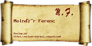 Molnár Ferenc névjegykártya
