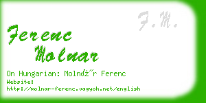 ferenc molnar business card